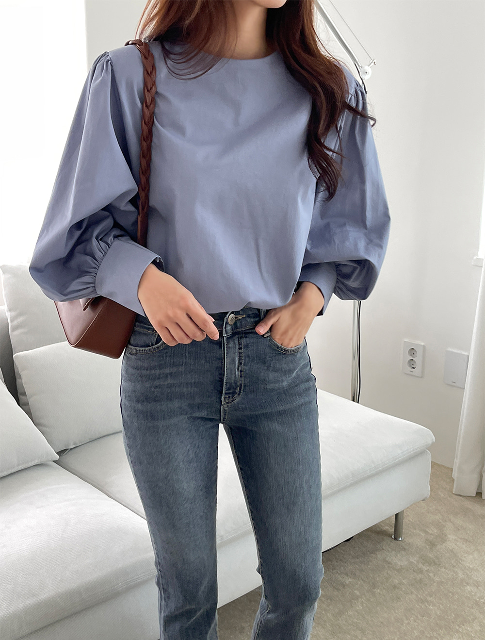 ella_selectshop　パフスリーブ　ブラウス She's Closet ブラウス シャツ パフスリーブ半袖ショート丈