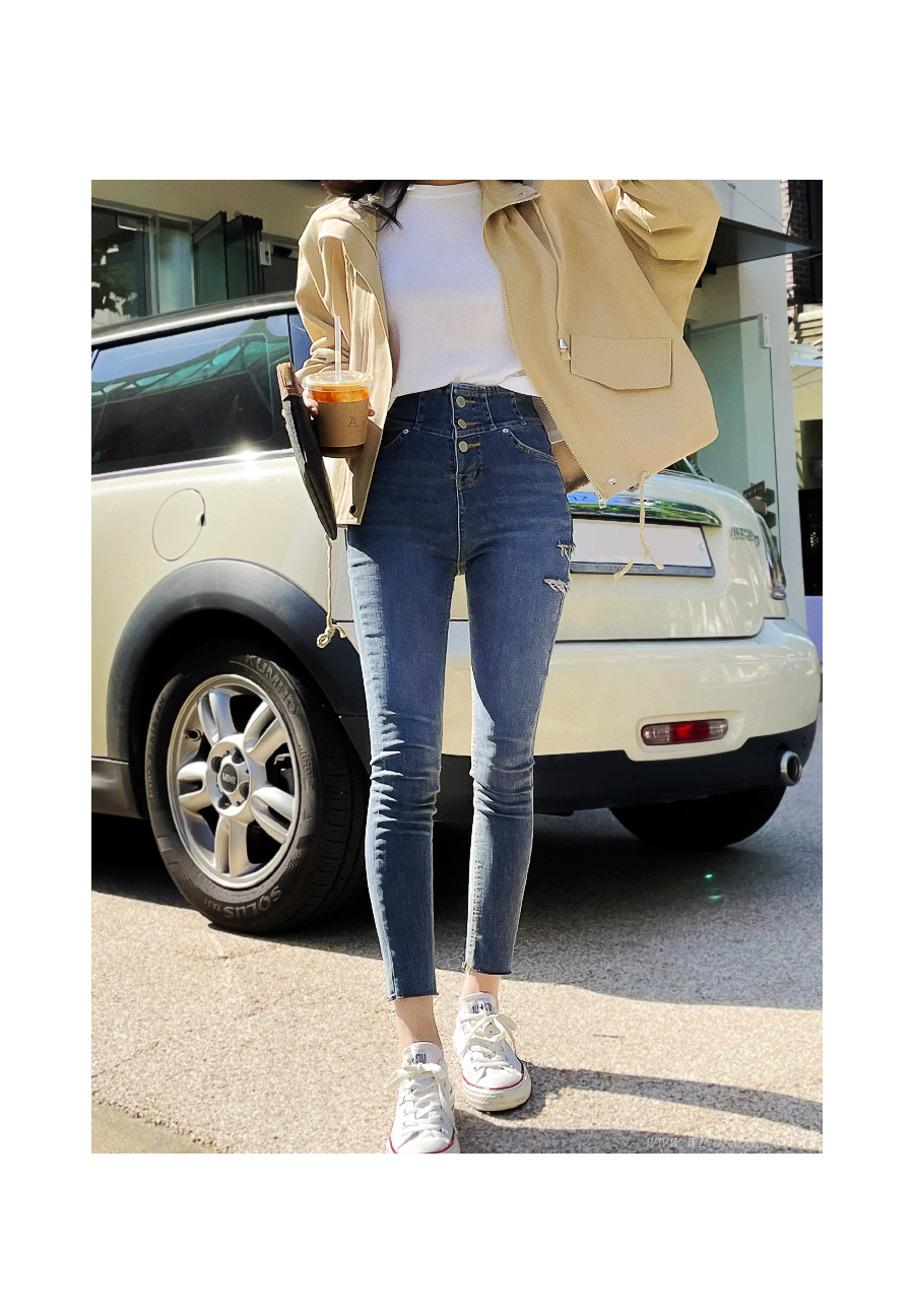 サイドカットダメージスキニーデニムパンツ | レディース サイドカットダメージスキニーデニムパンツ | レディース