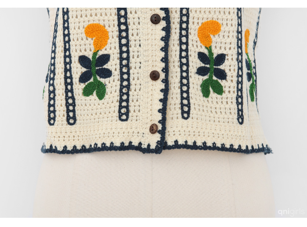花柄刺繍ニットベスト | レディースファッション通販 - DHOLIC