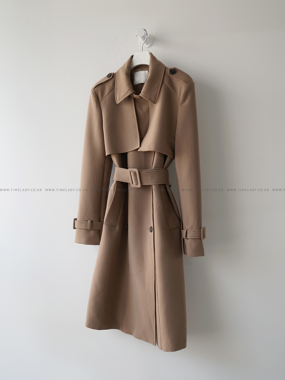 ベルト付ダブルフラップトレンチコート | レディースファッション通販