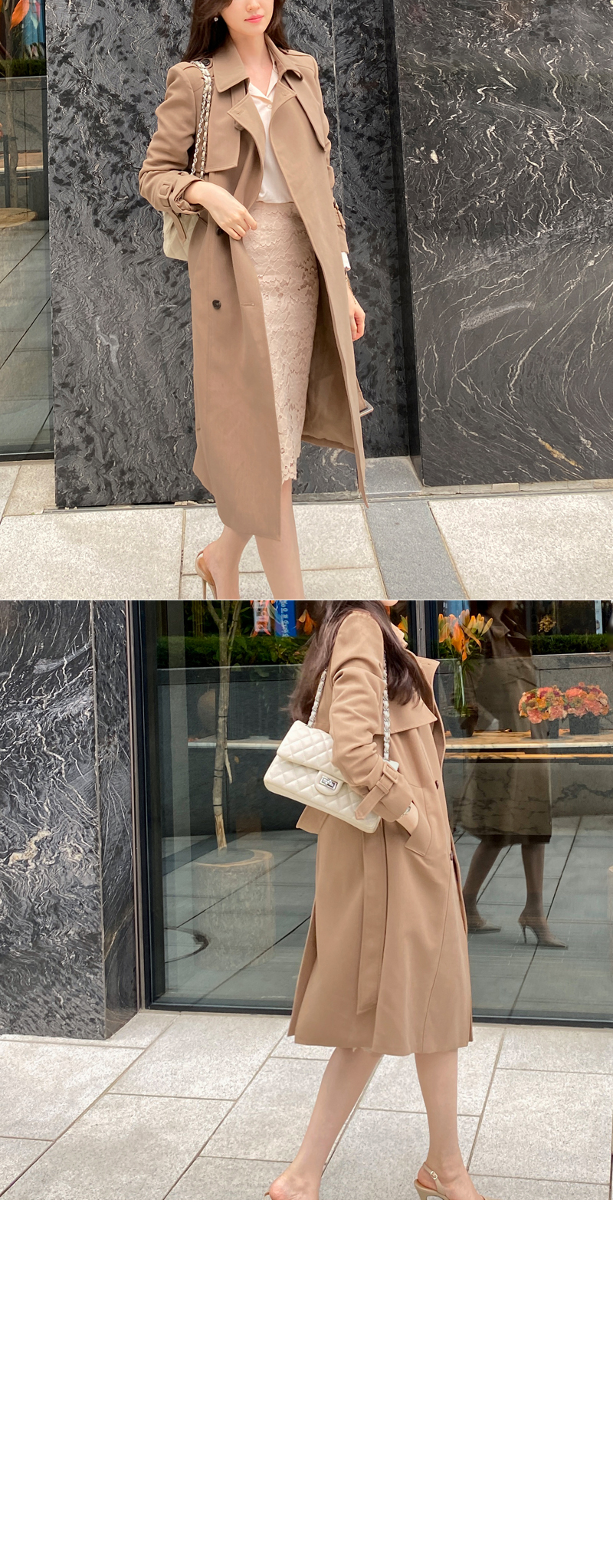 ベルト付ダブルフラップトレンチコート | レディースファッション通販