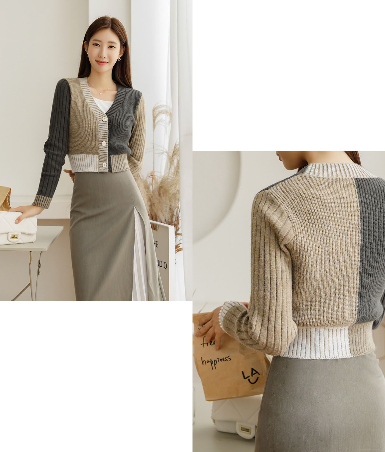 カーディガン カラーブロックニットカーデ レディース CAST:｜カラーブロックニットカーデ | Rakuten Fashion(楽天