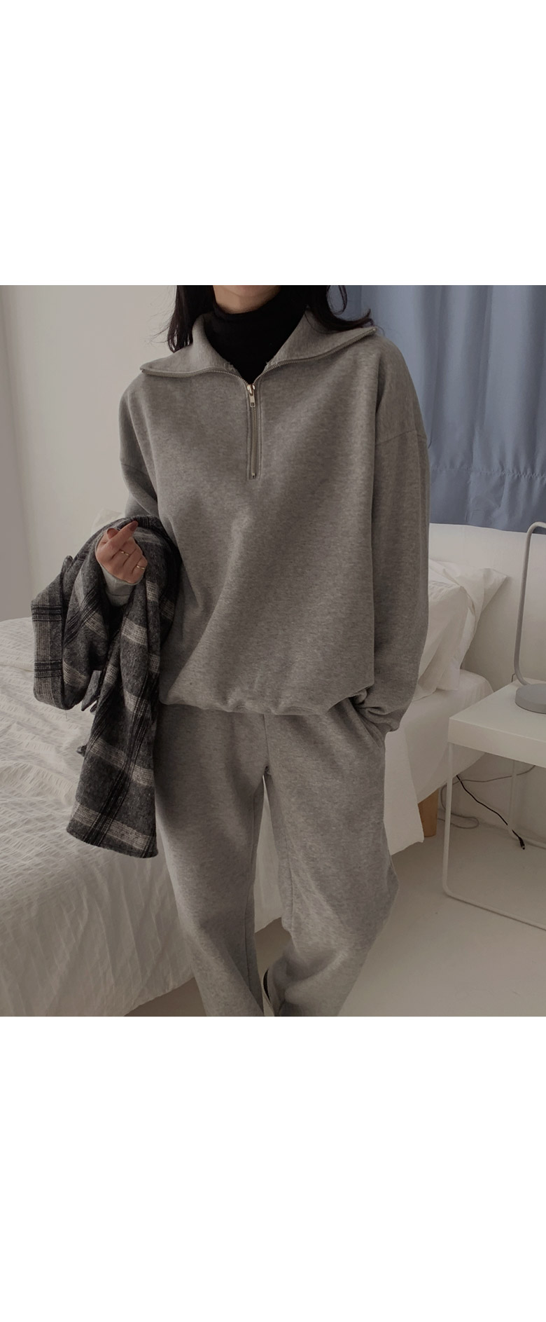 裏起毛ハーフジップスウェット&パンツSET | レディースファッション