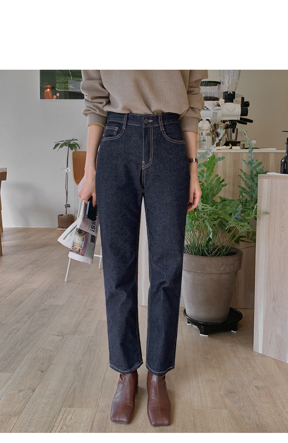 ステッチラインストレートデニムパンツ | レディースファッション