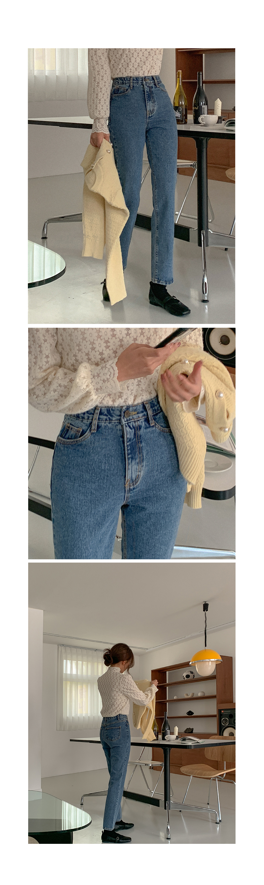 クロップドハイウエストデニムパンツ | レディースファッション