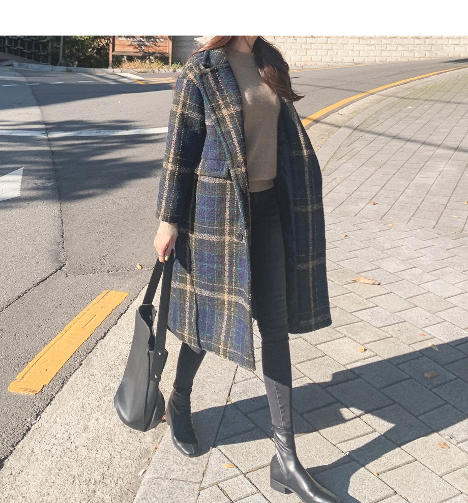 キルト裏地チェックロングコート | レディースファッション通販