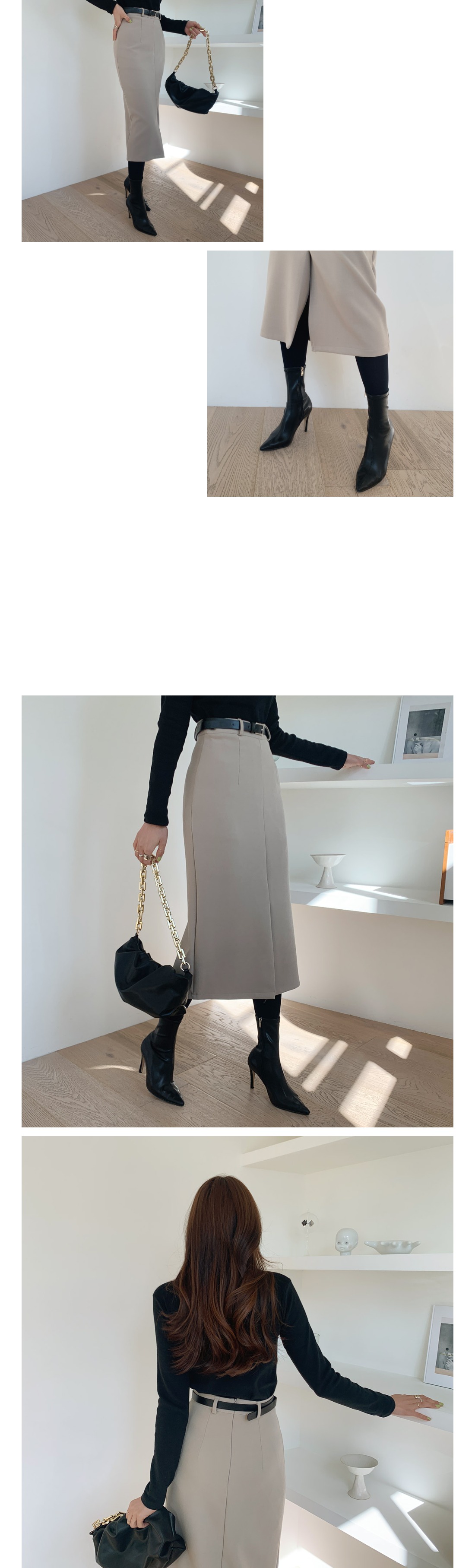 ベルト付センタースリットスカート | レディースファッション