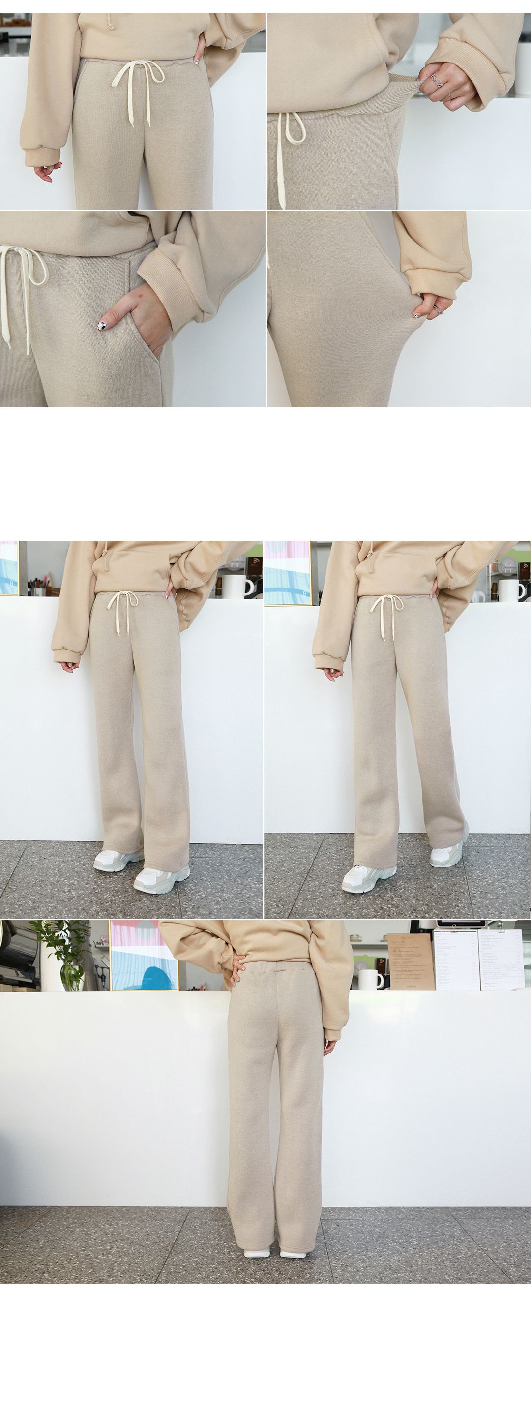 ドロストサイドポケット裏起毛ワイドパンツ | レディース