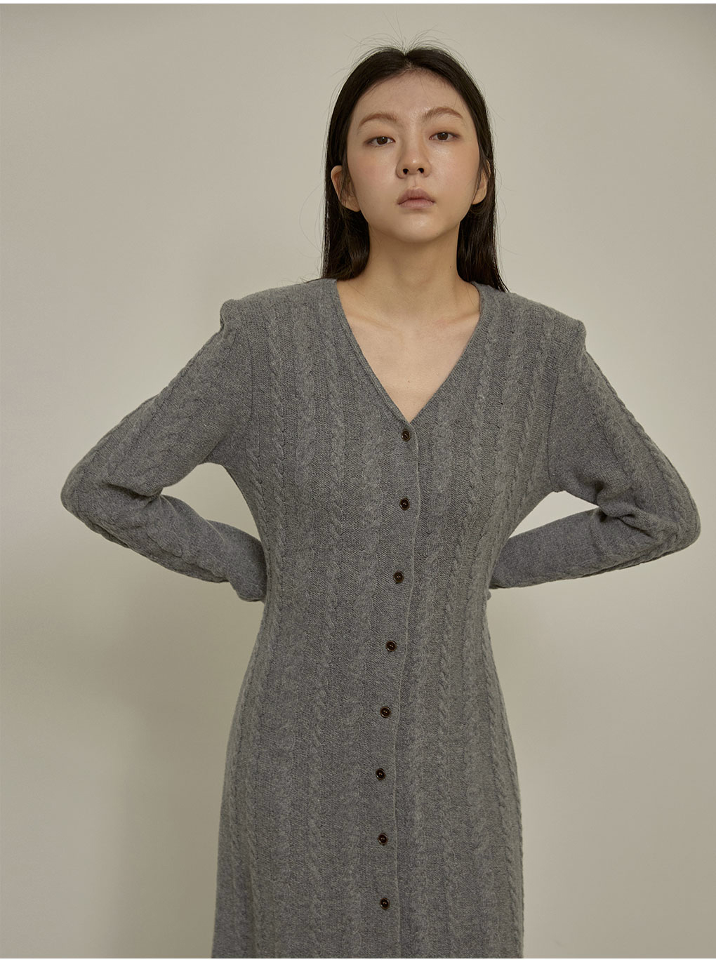 スチールグレー□0202_D ダンボールニット ベルト付きZIP UP