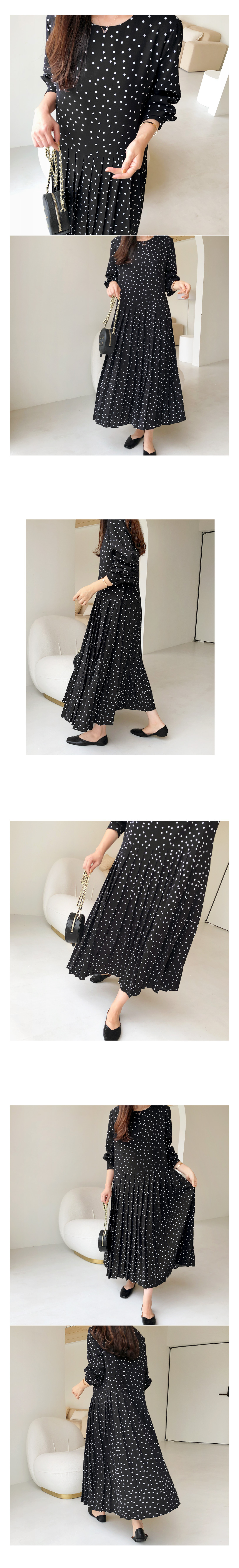 ドット柄プリーツワンピース | レディースファッション通販 - DHOLIC