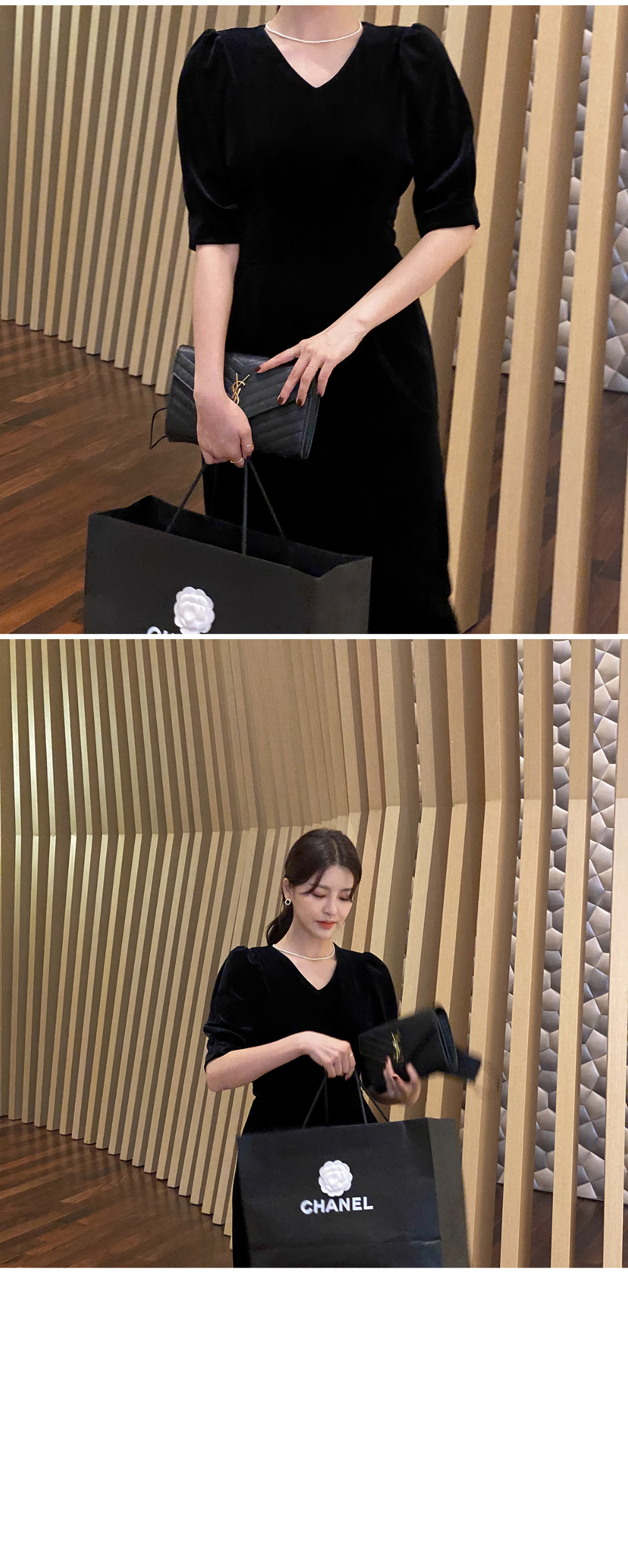 ベロアパフタックワンピース | レディースファッション通販 - DHOLIC