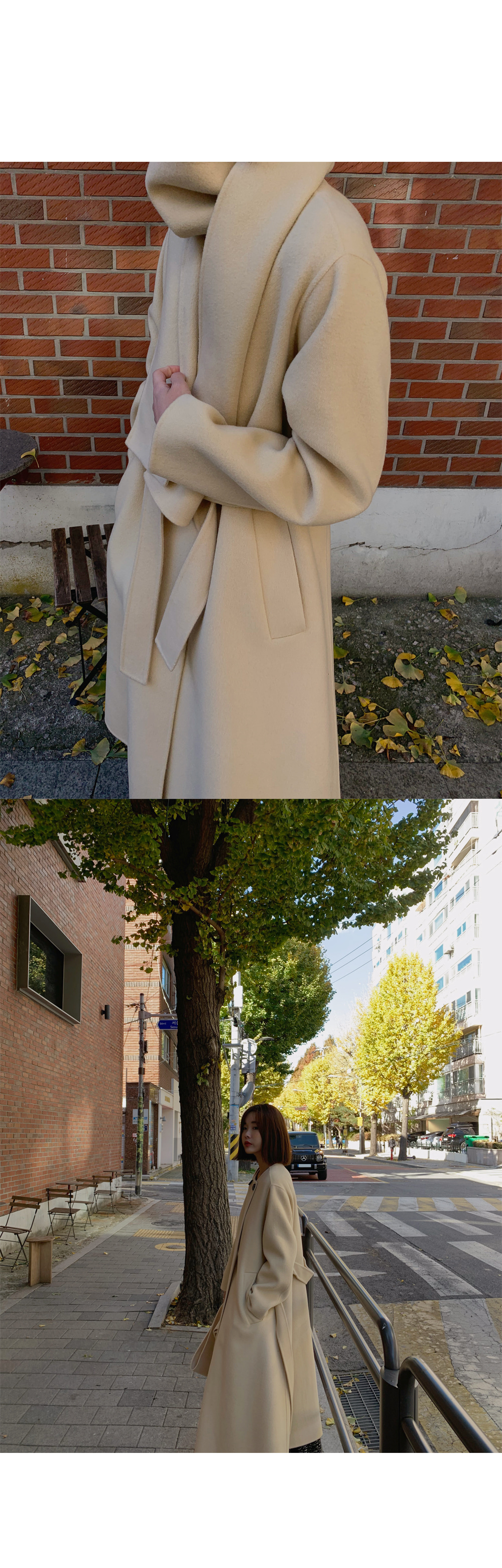 マフラー&ストラップ付ロングコート | レディースファッション