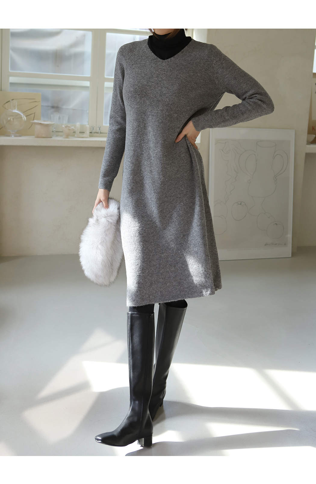 美品　CFCL ウール　サイドスリット　ニットワンピース　M サイドスリットニットワンピース | レディースファッション通販 - DHOLIC