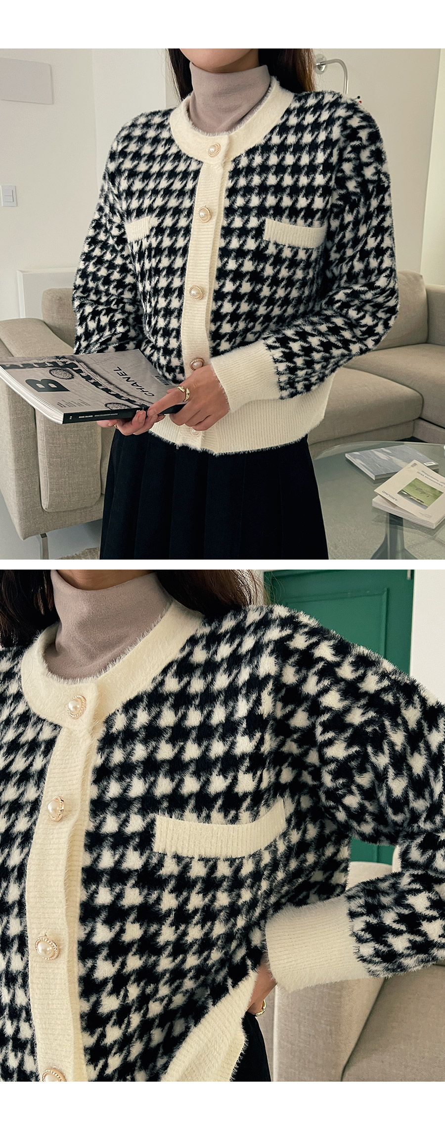 boohoo 新作 HOUNDSTOOTH 千鳥格子柄 ニットシャツ カーディガン 楽天市場】【送料無料！】千鳥格子 千鳥柄 ニットシャツ
