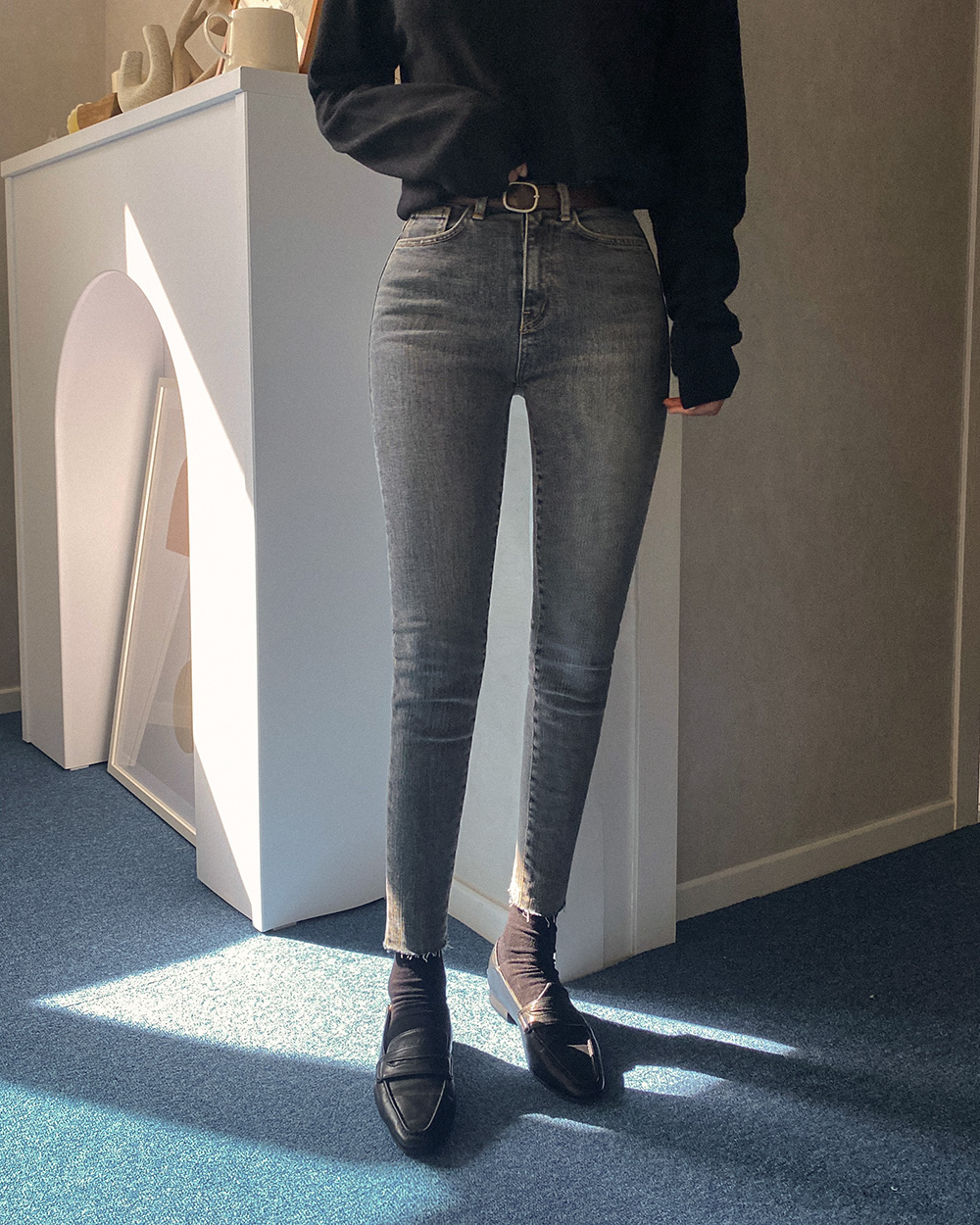 アッシュブルースキニーデニムパンツ | レディースファッション