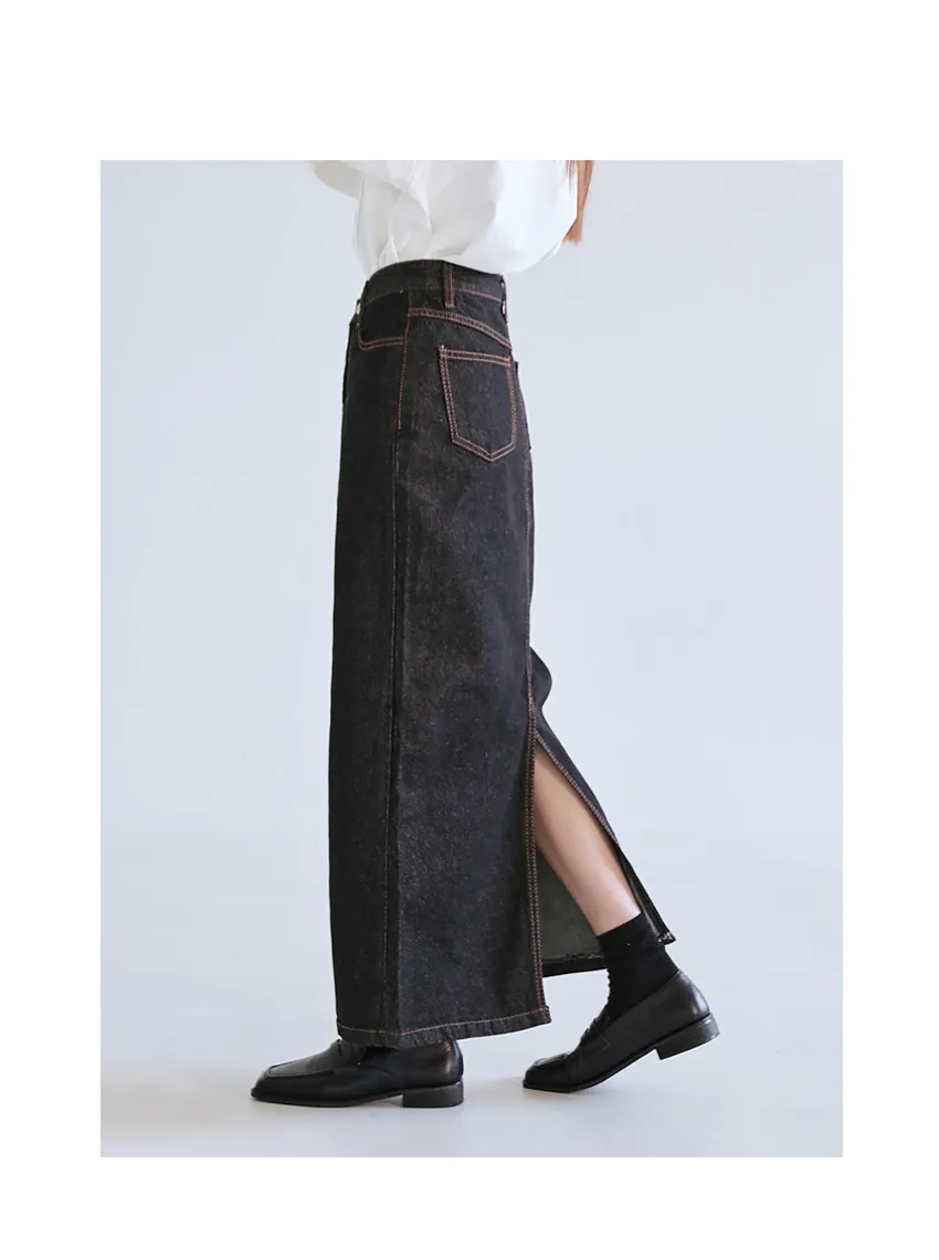 バックスリットロングデニムスカート | レディースファッション通販  