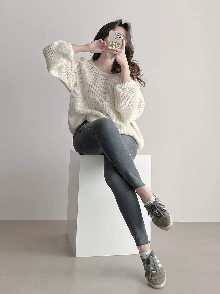 SILVERLAKE】22SS ハイウエスト クロップドデニムデニムパンツ（ハイ  