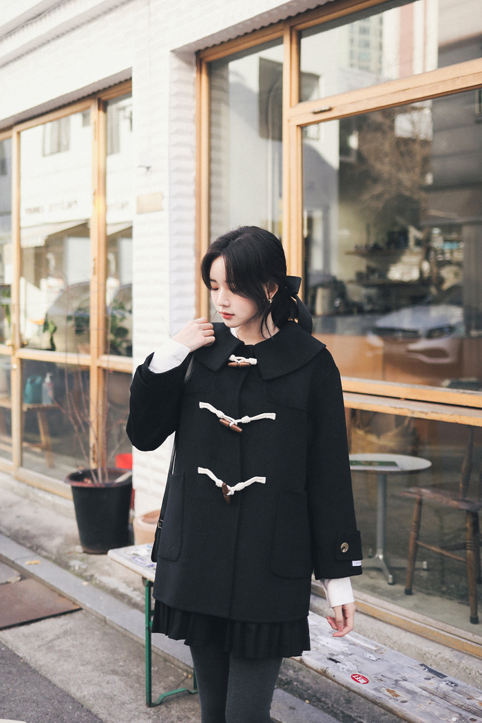 ラウンドカラーハンドメイドダッフルコート | レディースファッション