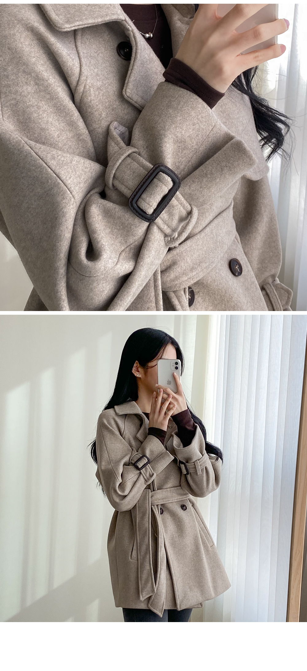 DHOLIC ストラップ付キルト裏地ダブルコート　最終大幅値下げ！！ ストラップ付キルト裏地カシミヤ混ダブルコート | レディース