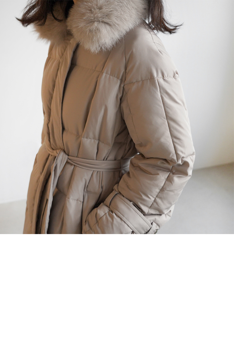 フォックスファー&ベルト付ロングダウンジャケット | レディース