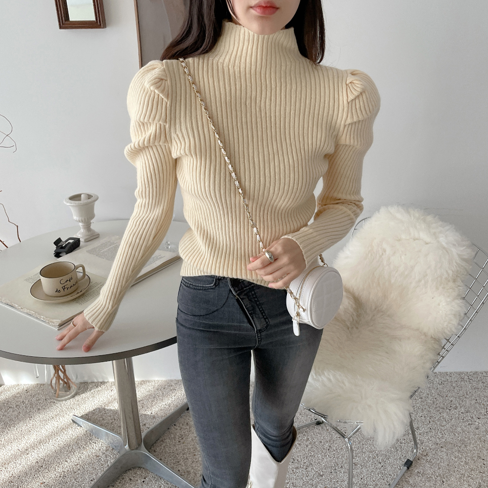 パフスリーブリブニット | レディースファッション通販 - DHOLIC