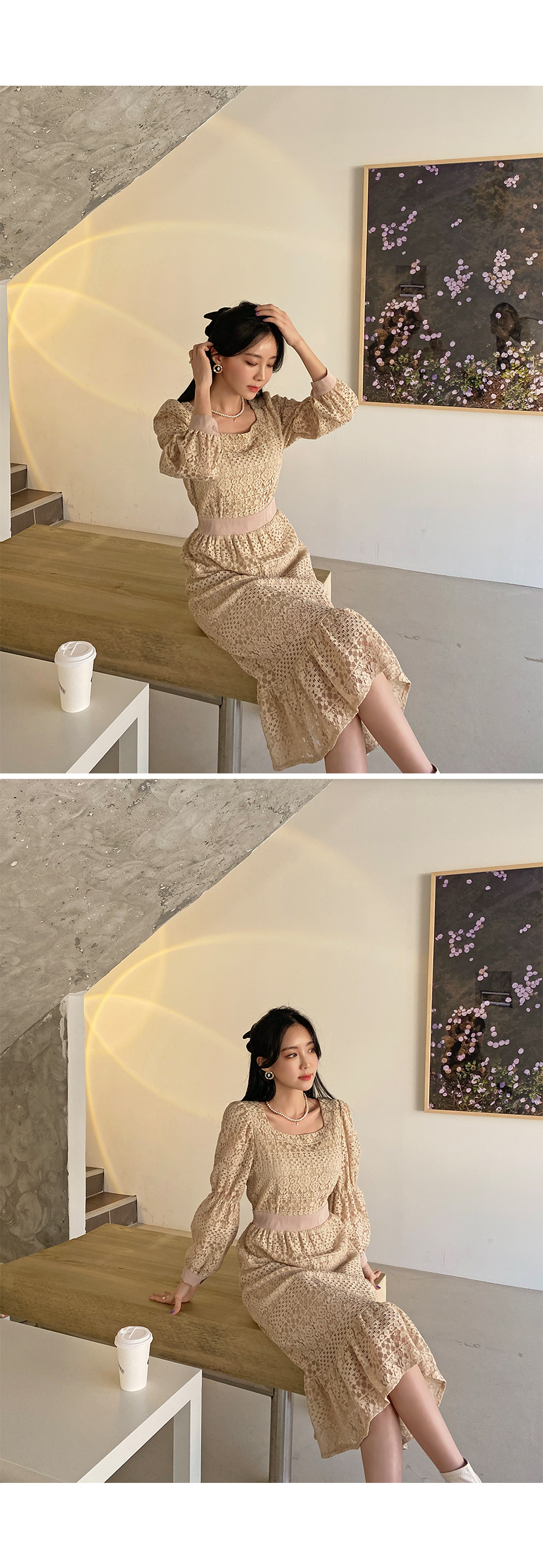 透かし編みパターンレースワンピース | レディースファッション通販