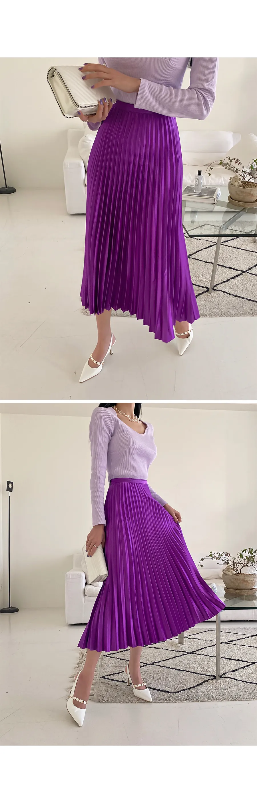 グロッシーサテンプリーツスカート | レディースファッション通販 - DHOLIC 