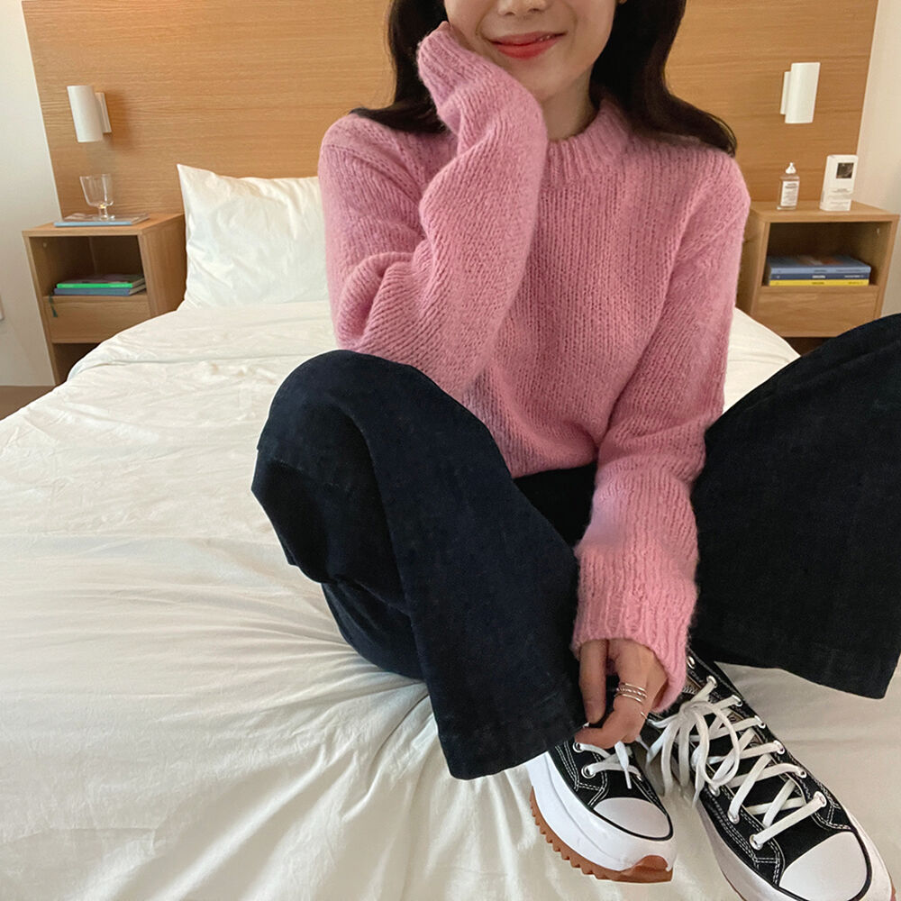 MATIN KIM ピンク クロップドニットセーター ピンク系 Matin Kim(マーティンキム) ニット・セーター