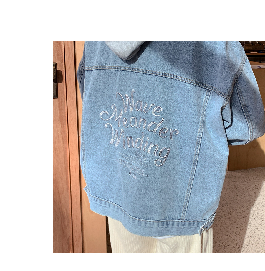 フード付バック刺繍デニムジャケット | レディースファッション フード付バック刺繍デニムジャケット | レディースファッション