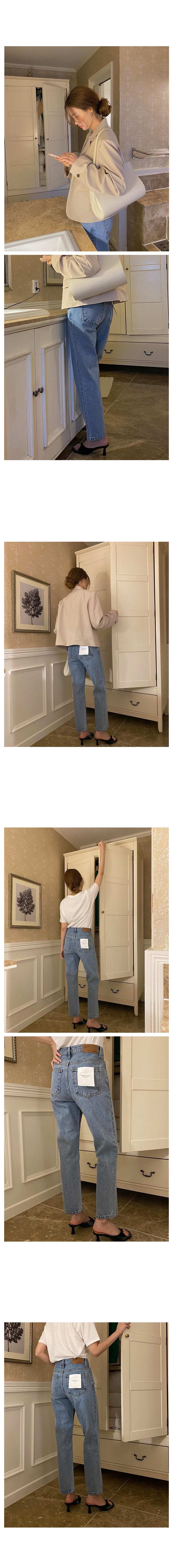 ミッドブルーストレートデニムパンツ | レディースファッション