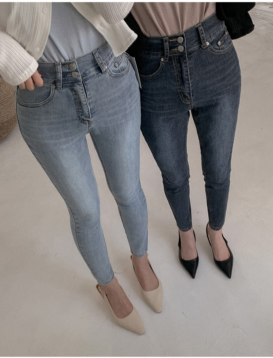 ハイウエストスキニーデニムパンツ ハイウエストボタンスキニーデニム パンツ｜ジェイダの通販