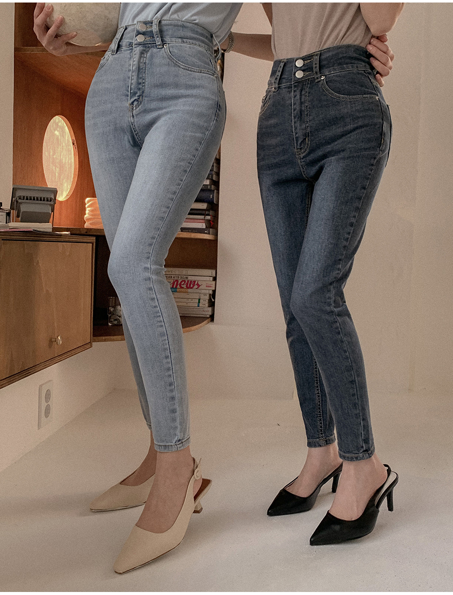 ハイウエストスキニーデニムパンツ ハイウエストボタンスキニーデニム パンツ｜ジェイダの通販