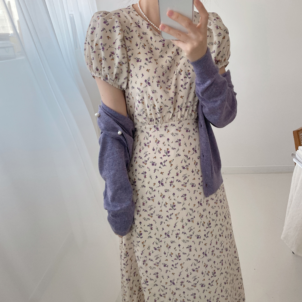 Since Thenキュート パフスリーブ ワンピース ショート 花柄 ショートパフスリーブ花柄ワンピース | レディースファッション