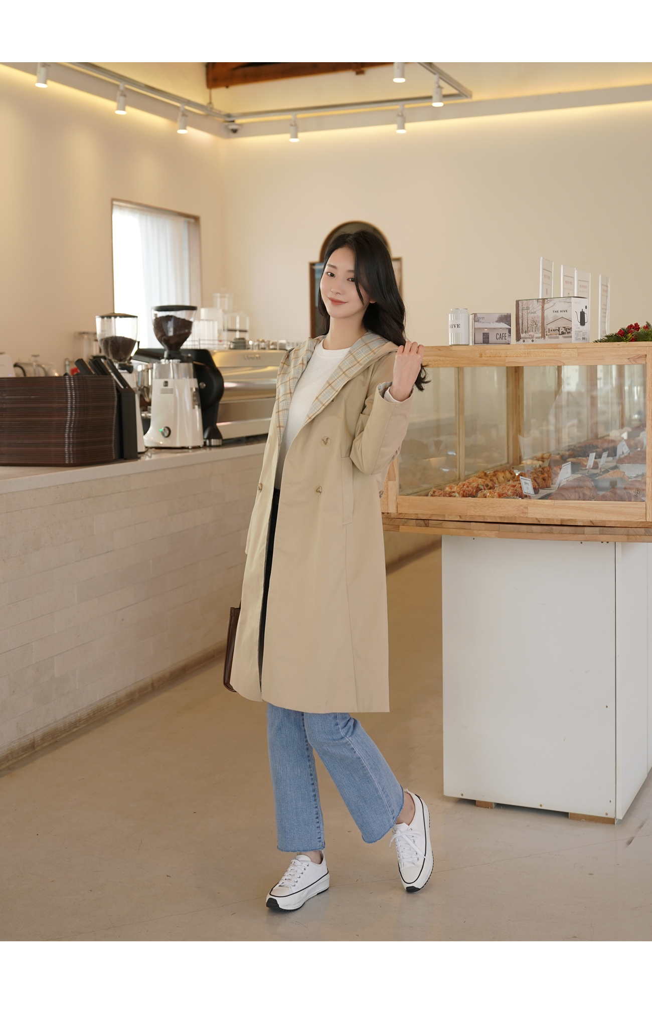 チェック裏地ロングコート | レディースファッション通販 - DHOLIC