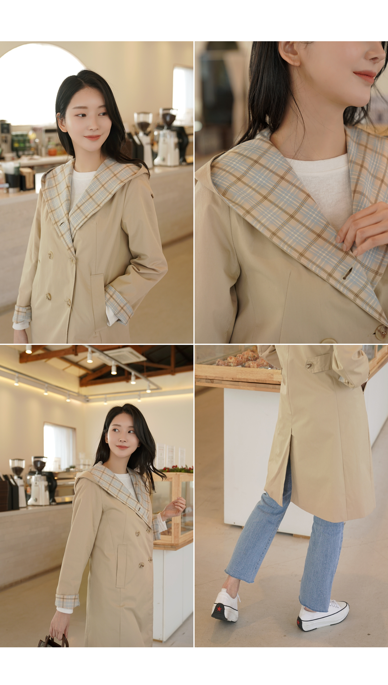 チェック裏地ロングコート | レディースファッション通販 - DHOLIC