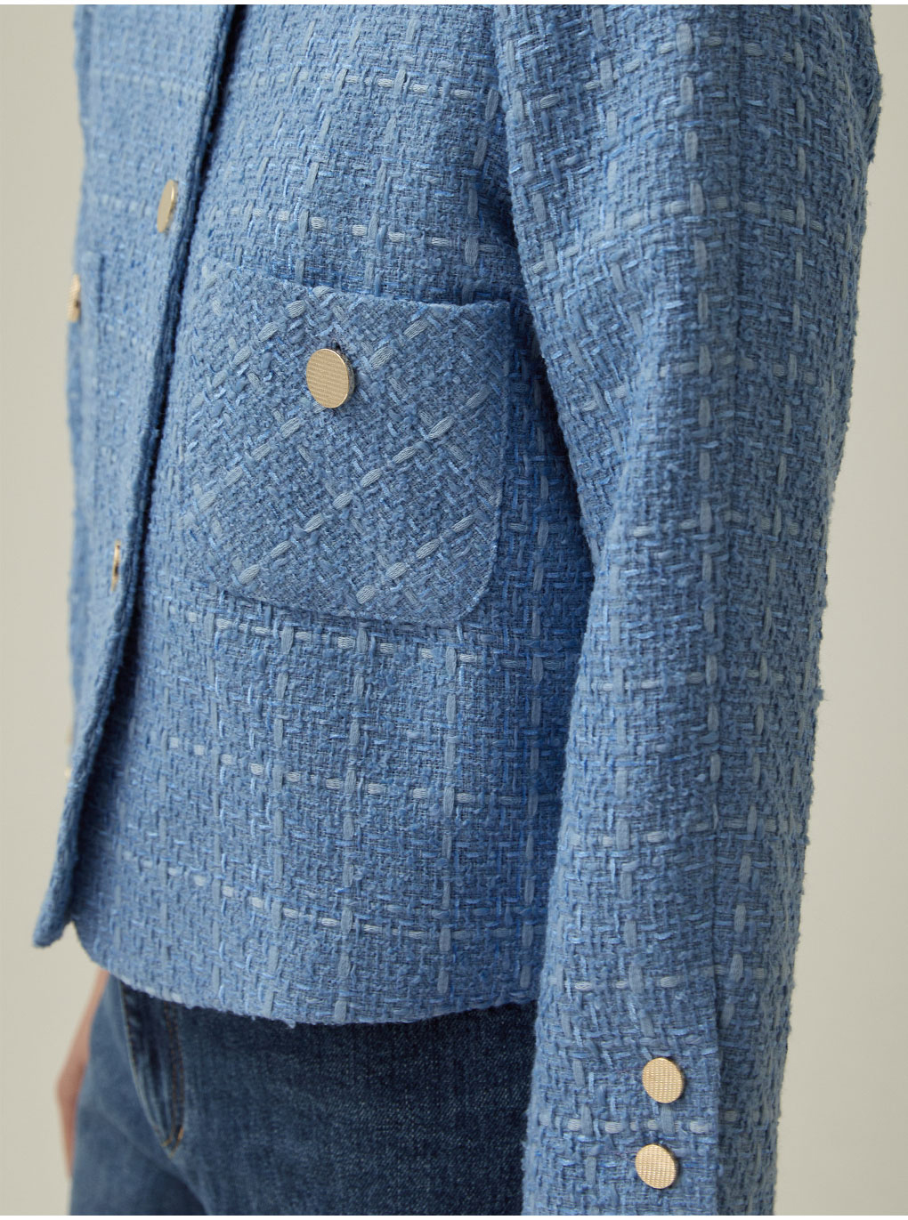 ライトツイードジャケット セール】 ライトツイード ノーカラージャケット （ノーカラー