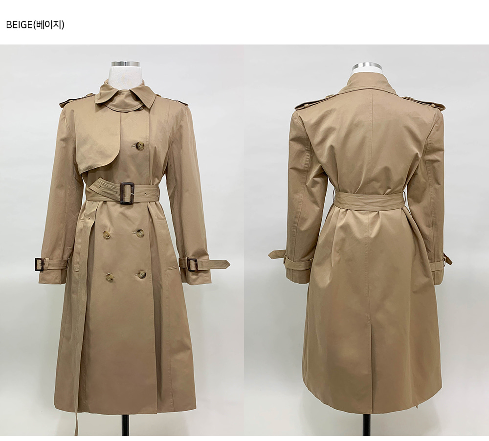 ベルト&袖口ベルト&ネックバックル付トレンチコート | レディース