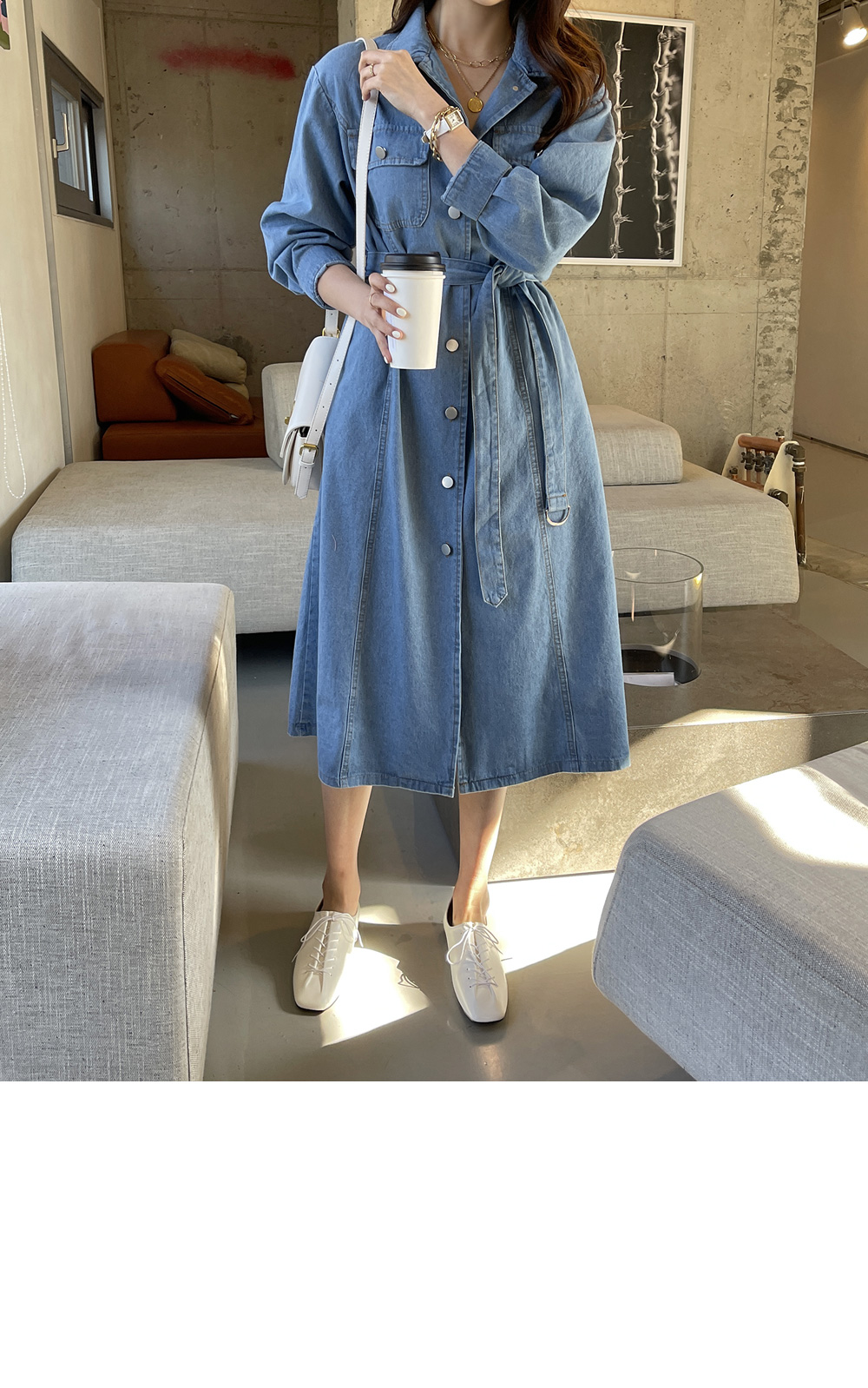 美品 HARE ハレ デニムフレアワンピース ロング丈 ステッチ ベルト付 F ベルト付フレアデニムワンピース | レディースファッション通販 - DHOLIC