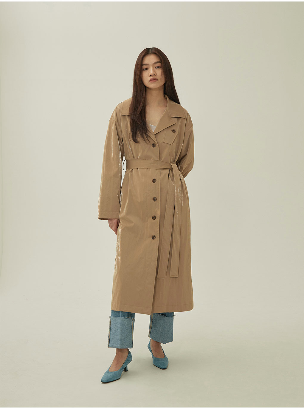 AO2 トレンチコート コート Leather long trench coat / ベルト