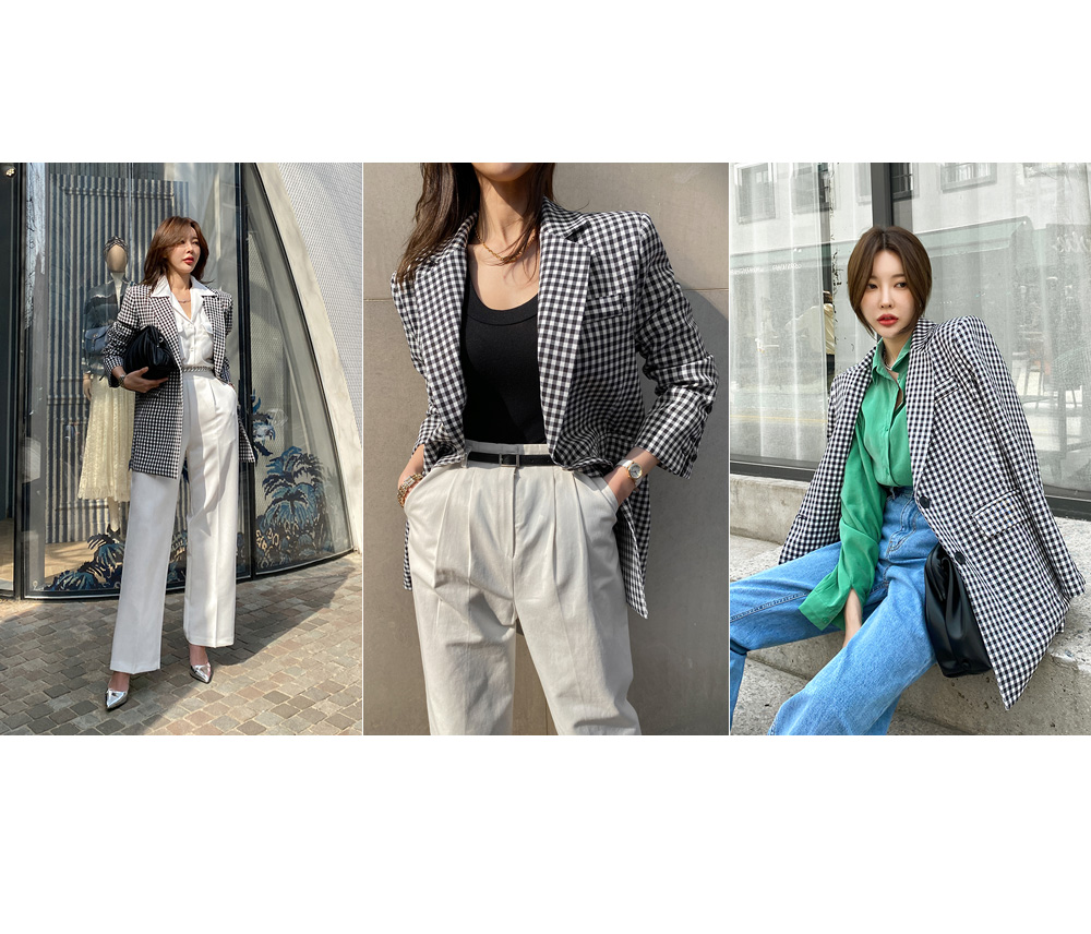 【極美品 2023SS】ラウンジドレス リネンギンガムチェックジャケット 極美品 2023SS】ラウンジドレス リネンギンガムチェック