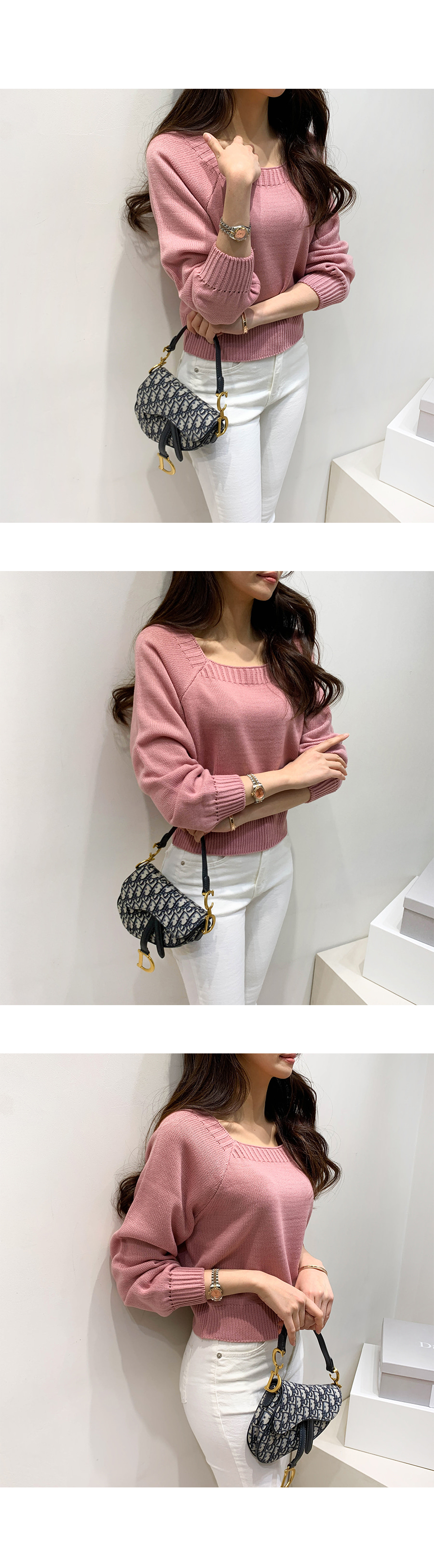 スクエアネックルーズスリーブニット | レディースファッション通販