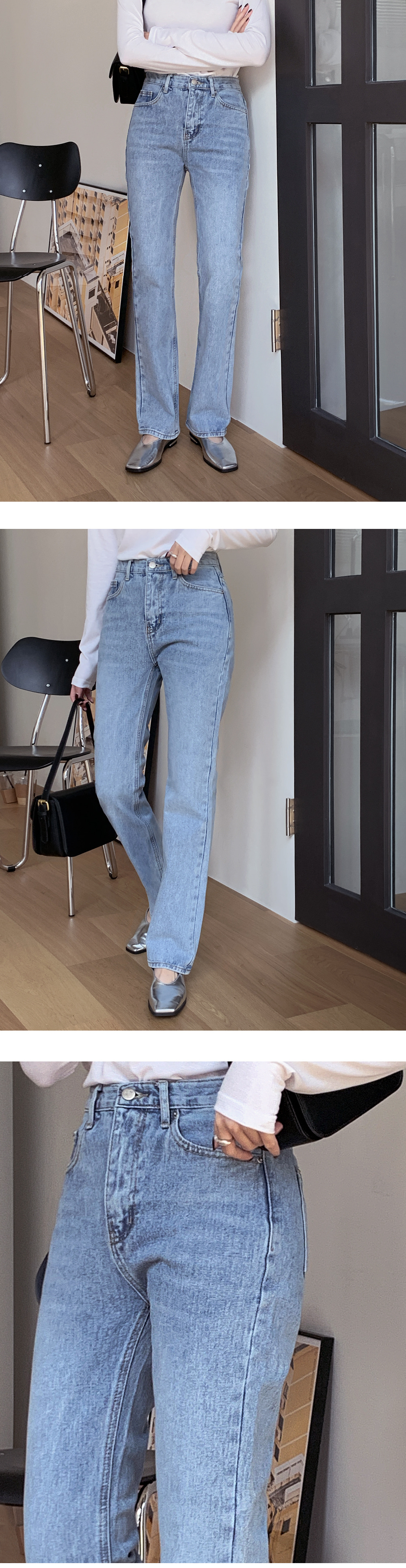 コットンストレートライトデニムパンツ | レディース