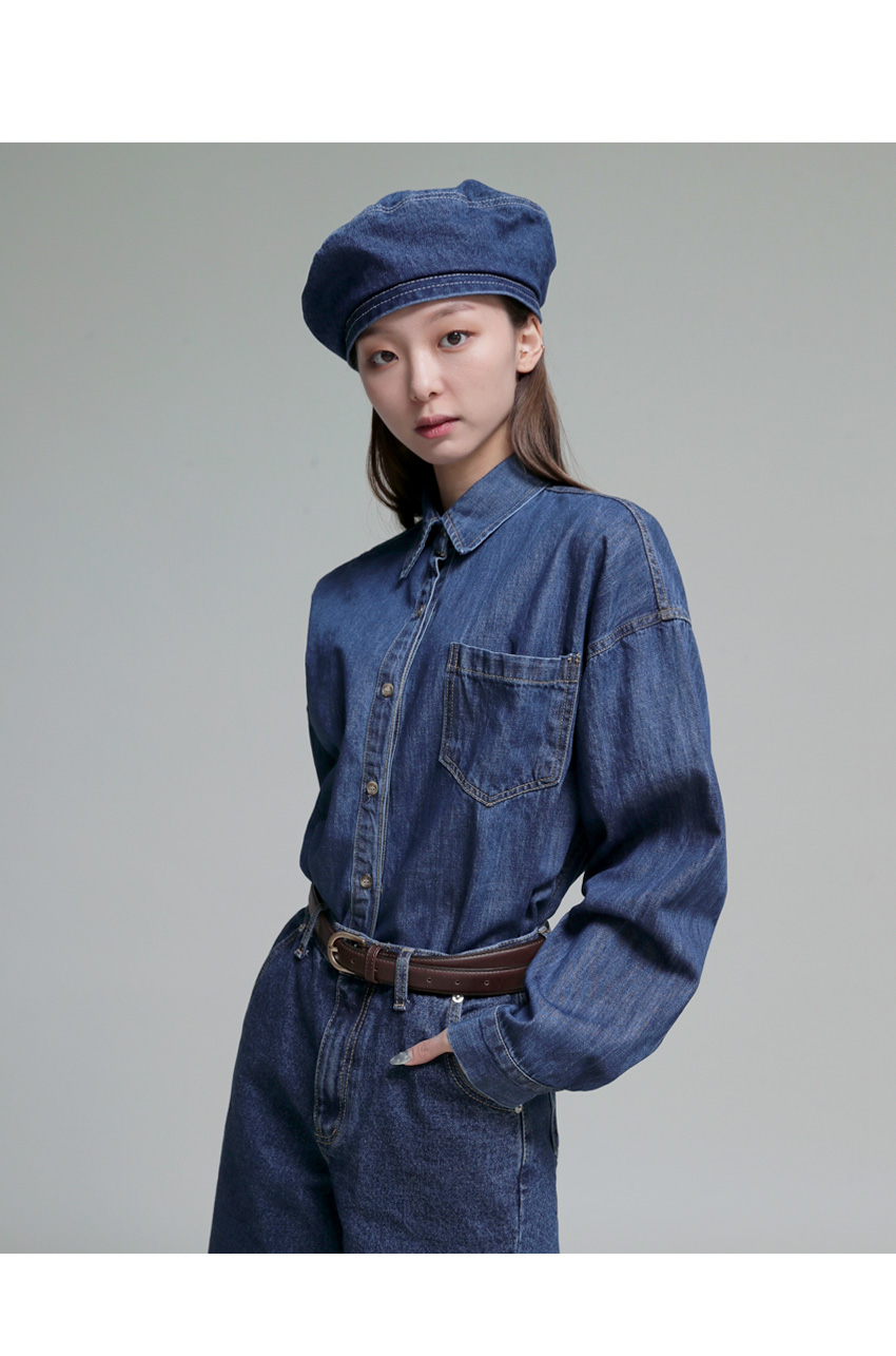 2022年 春夏 HERMES エルメス ベレー帽 カチカチ インディゴ コットン100% シルバー金具 新品未使用