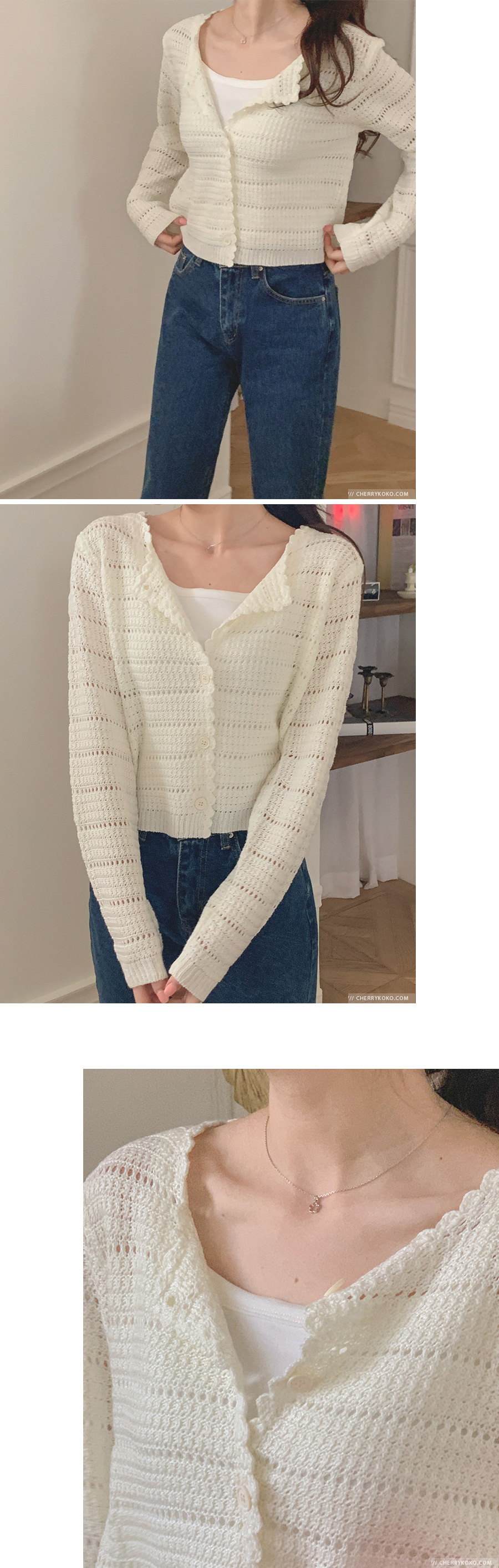 ジェーンマープル スカラップカラーの透かし編みボレロ 新品タグ