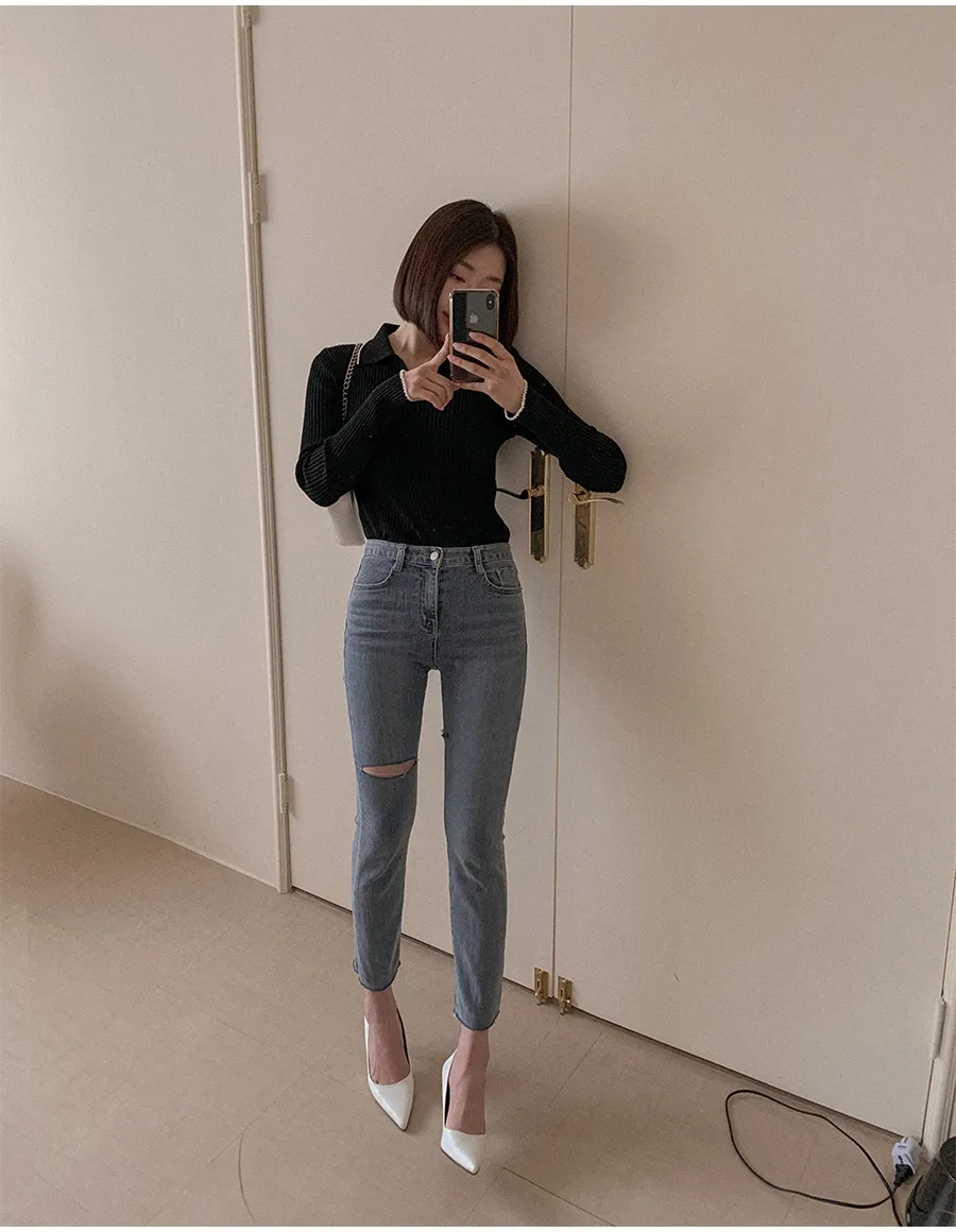 カットダメージスキニーデニムパンツ | レディースファッション通販 