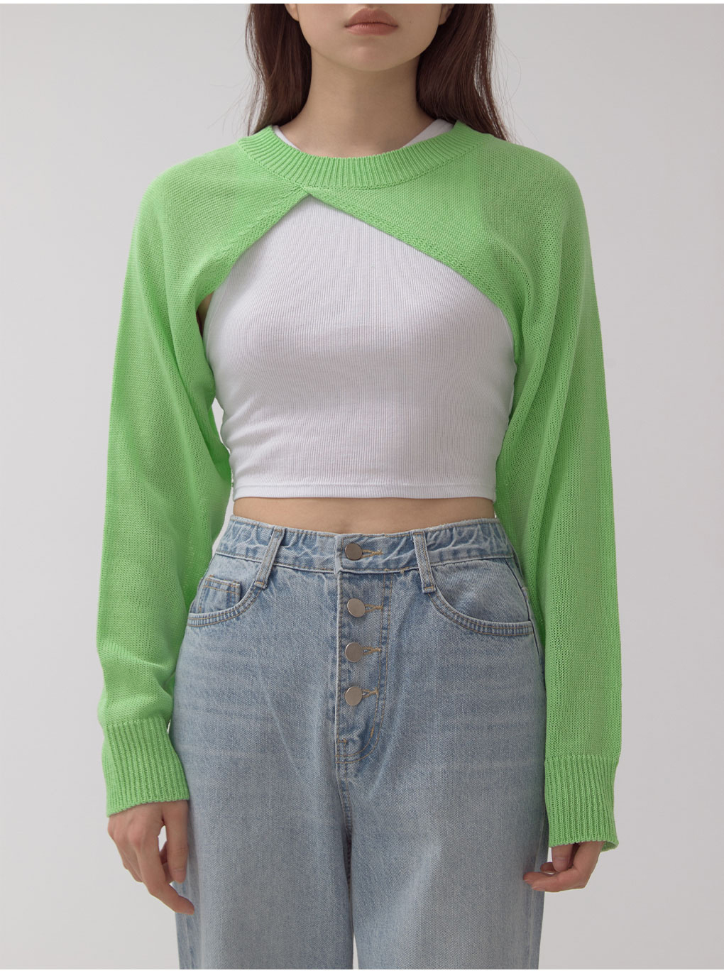 美品Rene☆グリーン長袖ボレロ36FOXEY green label relaxing（グリーンレーベルリラクシング） セレモニー