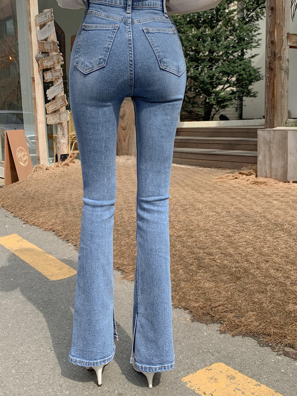 スリットヘムフレアデニムパンツ | レディースファッション通販 - DHOLIC