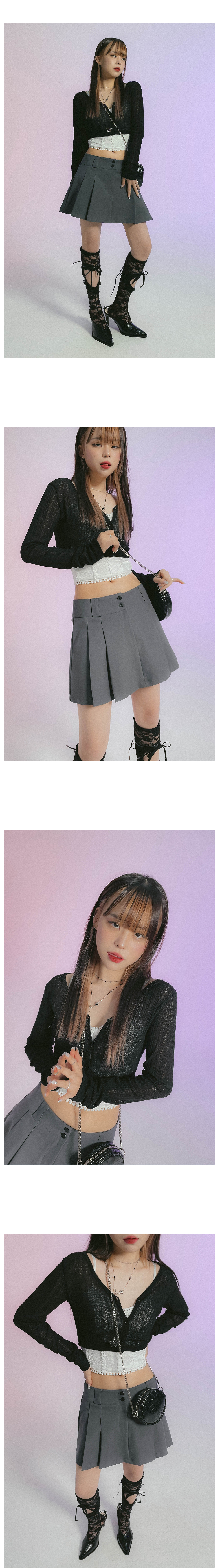 アンスリード　カラーブロックシアーショートカーディガン　36サイズ セール】COLOR BLOCK SHEER TOP / カラーブロックシアートップ