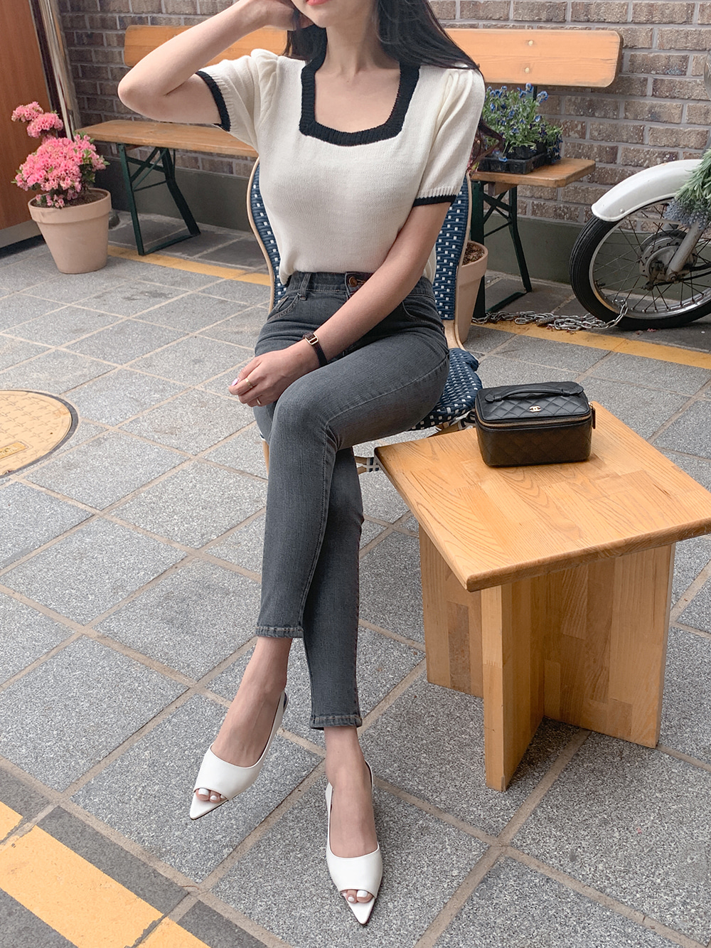 マーリエ　ダークグレー スキニーデニム　11号 ダークグレースキニーデニムパンツ | レディースファッション