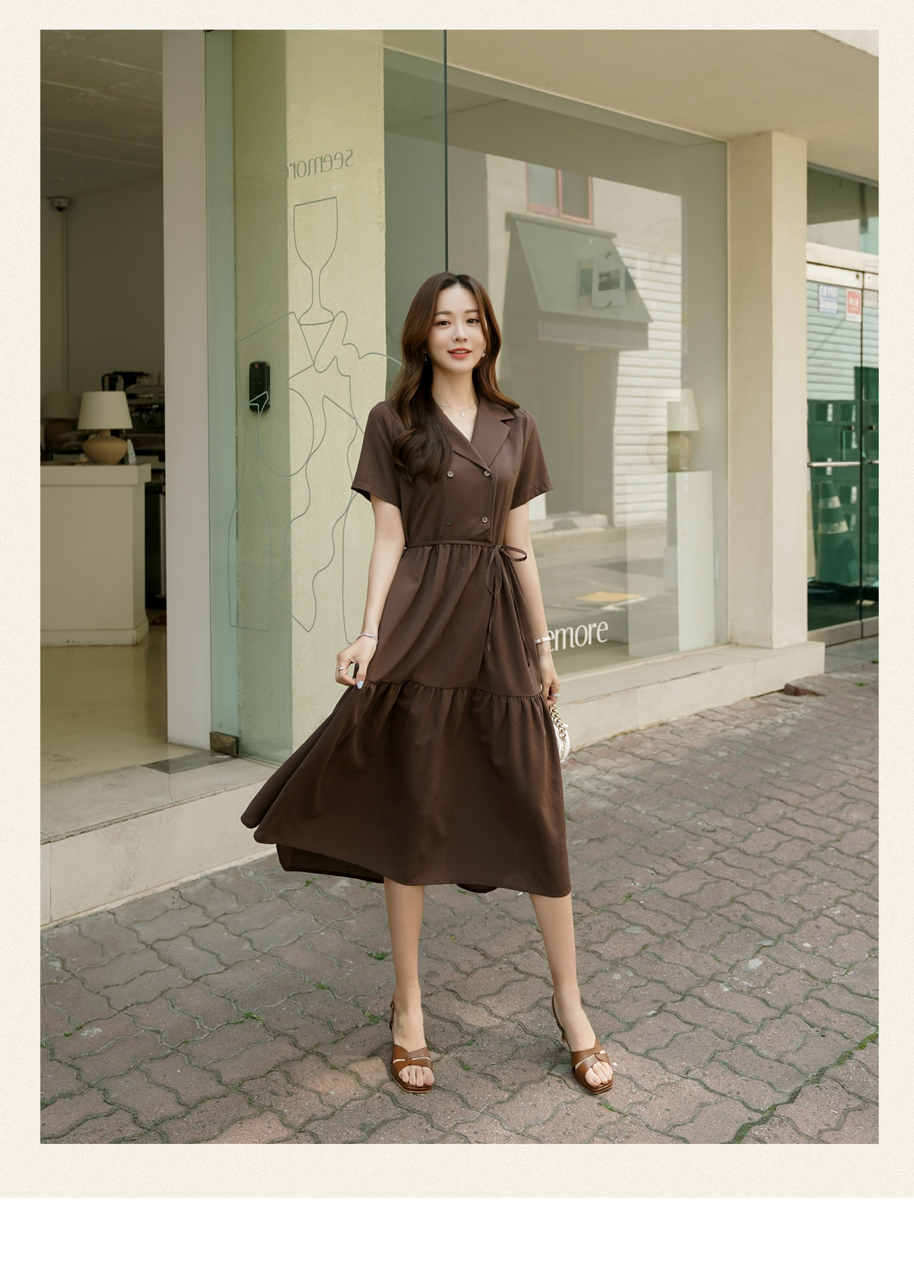 【CHICLINE】★ アドリアン ダブルボタン ワンピース (DRESS) ★ ダブルボタン スーツ風ワンピース マーメイドライン 2色 S-XL